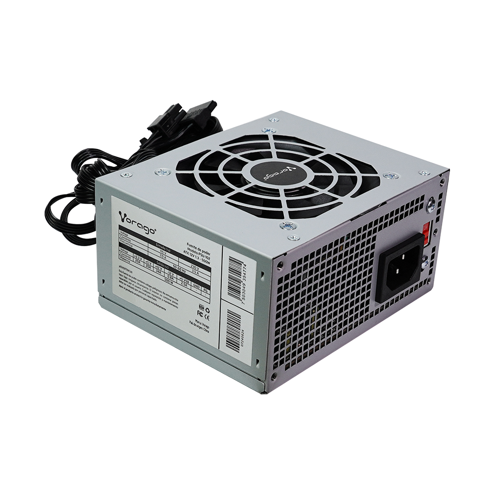 Vorago Psu-102 Fuente De Poder Slim Sfx 500 Watts 115/230v 2 X Sata 20+4 X 1, Cpu 4 Pines X1, Sata X 2, Periféricos 4 Pines X 2
