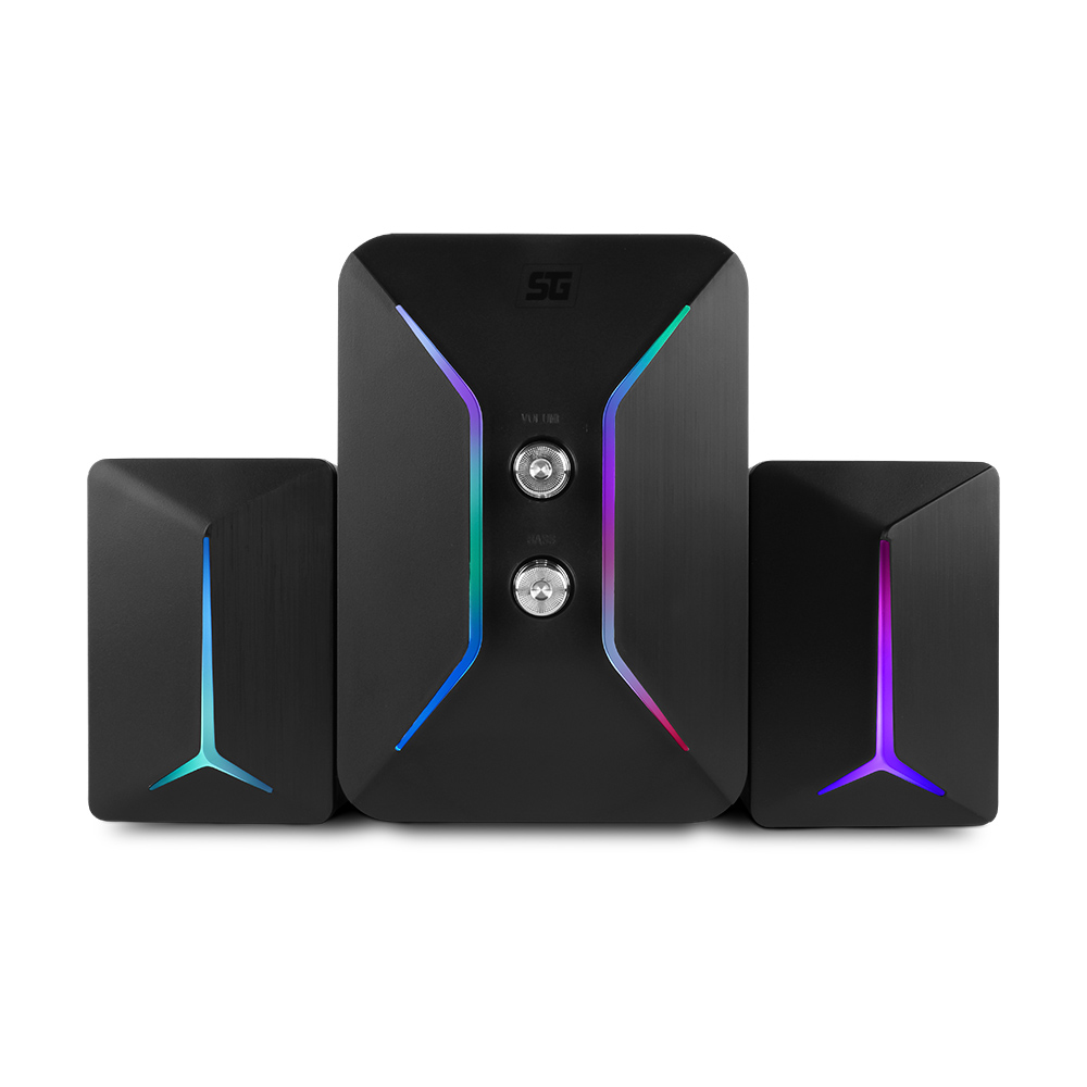 BocinasSPK-250StartTheGame2.1Gamer,PlugandPlay,ControldeVolumen,RGB,Salida3.5mmparaPcGamer,Android,Celular.