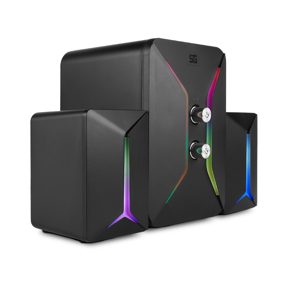 Bocinas SPK-250 Start The Game 2.1 Gamer, Plug and Play, Control de Volumen, RGB, Salida 3.5 mm para Pc Gamer, Android, Celular.