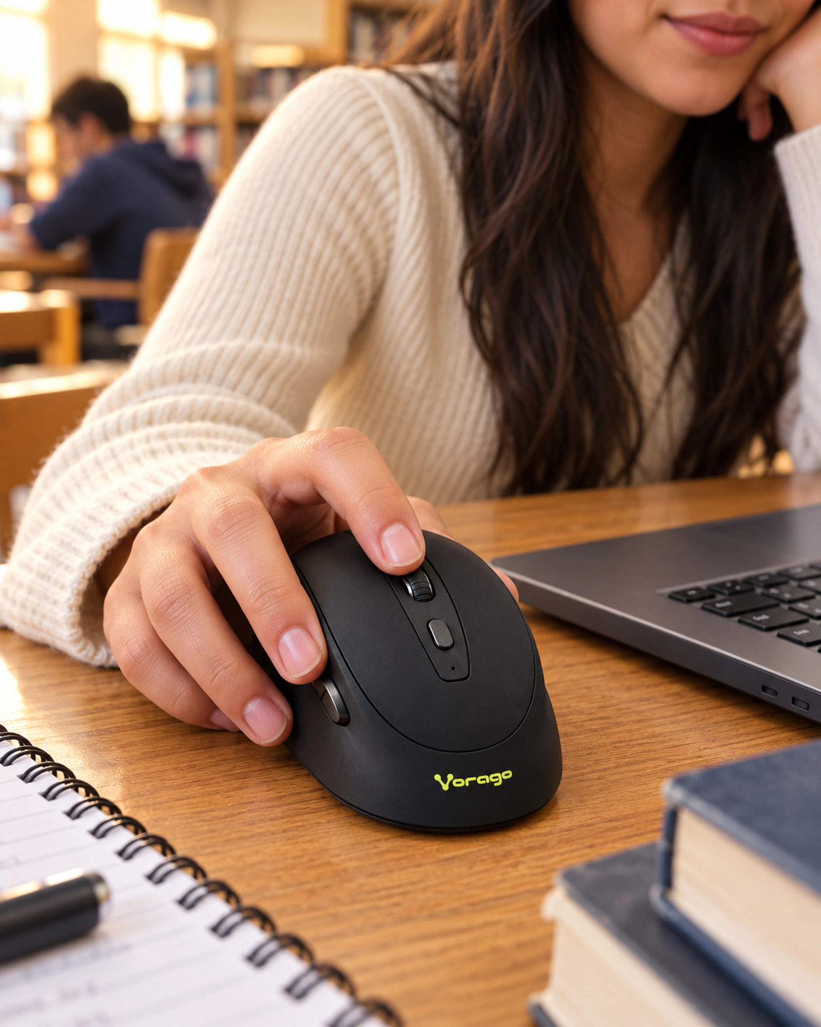 Vorago MO-306-BK Mouse Inalámbrico 1000/1600/2400 DPI Recargable Negro en uso