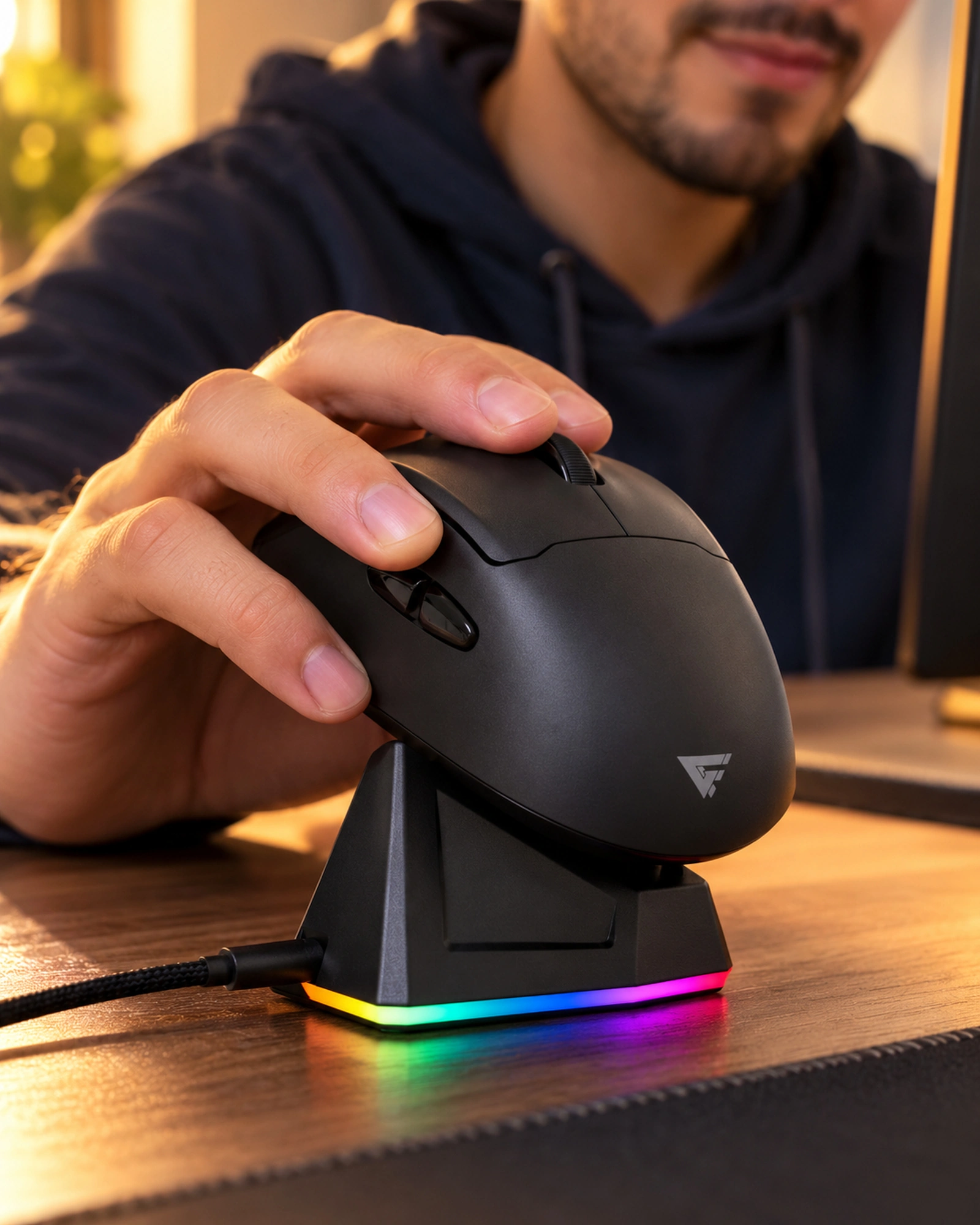 MOW800 - Mouse Gamer Inalámbrico 4K en uso