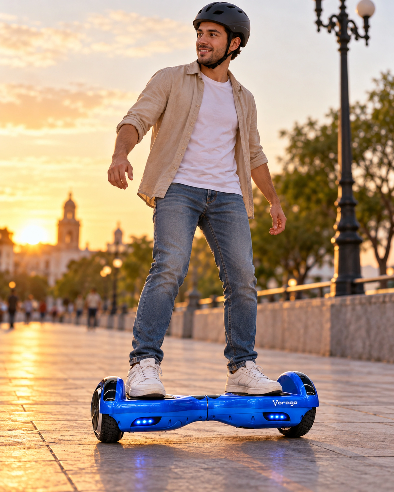 Patineta electrica Vorago HB-200 azul 6.5" antifuego en uso