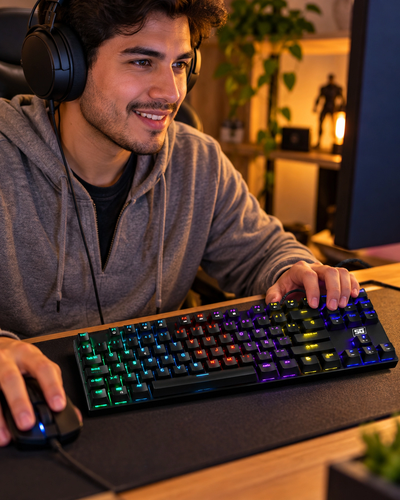 Vorago Start The Game KB-600 Teclado Gamer Mecanico 80% Anti-ghosting USB Iluminacion RGB en uso