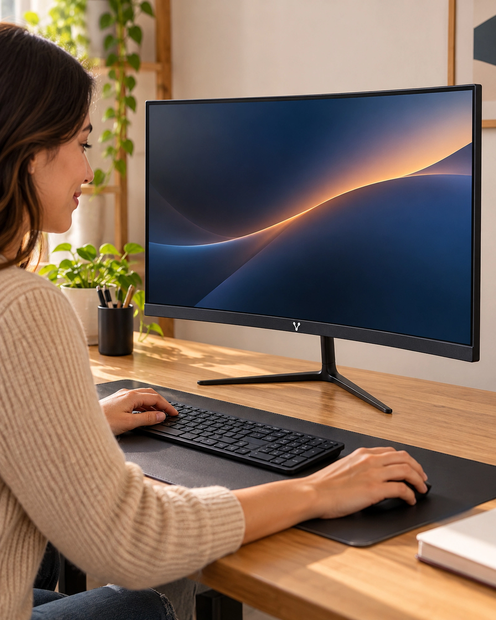 Monitor Curvo Vorago Led-C24 23.6" Full Hd 1920 X 1080 Va 75Hz 5Ms Freesync Hdmi/Vga Vesa en uso